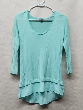 Express Mint Layered Chiffon Hem Tunic